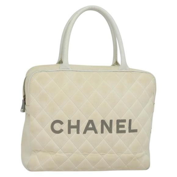 CHANEL Sports Line Boston Bag Canvas White CC Auth 115293 - Picture 1 of 16